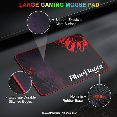 BlueFinger RGB Gaming Keyboard and Backlit Mouse Combo, USB Wired, LED Gaming Set for Laptop PC Computer Game and Work in Kuwait