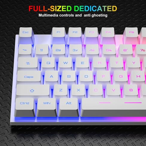 BlueFinger RGB Gaming Keyboard and Backlit Mouse Combo, USB Wired, LED Gaming Set for Laptop PC Computer Game and Work in Kuwait
