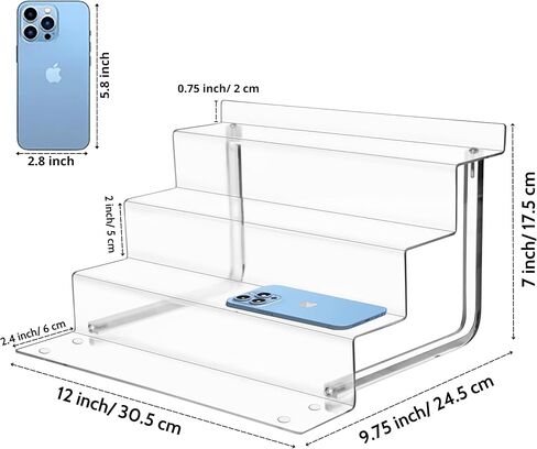 9x7 Inch Acrylic Riser Display Shelf, 4 Tier Display Riser Compatible with Funko POP Figures, Perfume Organizer, Tiered Display Stand Risers for Display, Acrylic Display for Decoration and Organizer in Kuwait