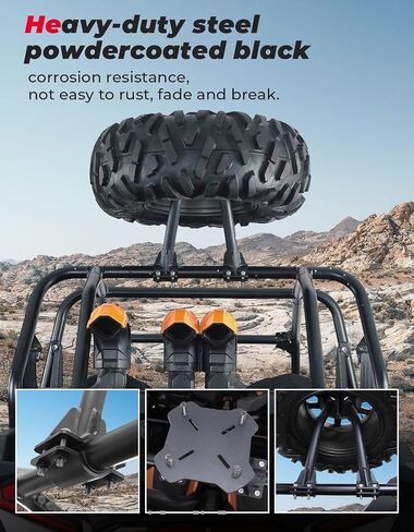 حامل الإطارات الاحتياطية KEMIMOTO UTV حامل الإطارات الاحتياطية العالمي متوافق مع Polaris RZR XP 1000 / XP4 1000 / XP Turbo / XP4 Turbo CFMOTO Zforce Uforce Kawasaki Mule يناسب قفص دائري مقاس 1.5 بوصة - 2 بوصة in Saudi Arabia
