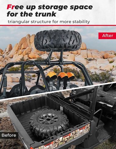 حامل الإطارات الاحتياطية KEMIMOTO UTV حامل الإطارات الاحتياطية العالمي متوافق مع Polaris RZR XP 1000 / XP4 1000 / XP Turbo / XP4 Turbo CFMOTO Zforce Uforce Kawasaki Mule يناسب قفص دائري مقاس 1.5 بوصة - 2 بوصة in Saudi Arabia