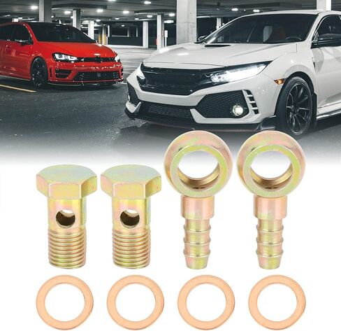 X AUTOHAUX 2 مجموعات 14 مللي متر قطر خرطوم بانجو بارب بولت تركيبات بانجو بولت غسالة عدة لهجة برونزية لسيارة دراجة نارية in Saudi Arabia