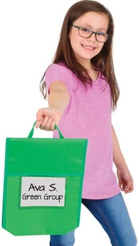 حقائب كتب زرقاء من شركة ريلي جود ستاف - مقاومة للماء - متوسطة الحجم - رفيق كتب في الفصل الدراسي للكتب والواجبات المنزلية واللوازم - تصميم متين مع مقبض مخيط وبطاقة الاسم in Kuwait