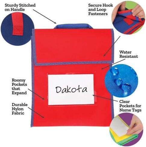 حقائب كتب زرقاء من شركة ريلي جود ستاف - مقاومة للماء - متوسطة الحجم - رفيق كتب في الفصل الدراسي للكتب والواجبات المنزلية واللوازم - تصميم متين مع مقبض مخيط وبطاقة الاسم in Kuwait