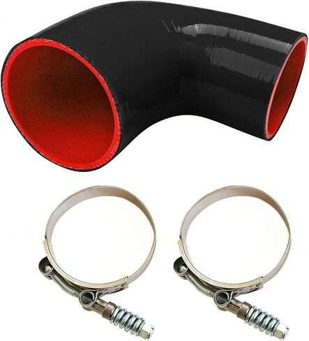 I PC Elbow Silicone hose 90 degree 4 inch to 3 inch reducer intercooler RED BLACK + 2CLAMPS in Saudi Arabia