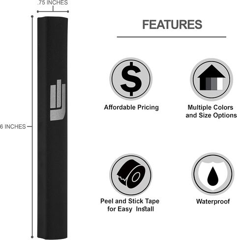 A&S Mezuzot Black Aluminum Mezuzah Case with Exclusive Shin Design Easy Peel and Stick Judaica Modern Door Mezuzah for 6 Inches Parchment Scroll (Black/Silver, 6 Inches) in Saudi Arabia