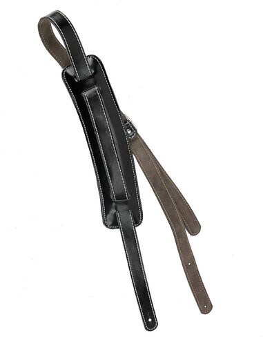 Walker & Williams C-19 Classic Black Vintage Style Rockabilly Guitar Strap Premium Signature Soft Grain Leather Extra Long For Acoustic, Electric, And Bass Guitars in Saudi Arabia
