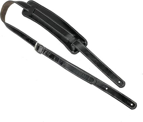 Walker & Williams C-19 Classic Black Vintage Style Rockabilly Guitar Strap Premium Signature Soft Grain Leather Extra Long For Acoustic, Electric, And Bass Guitars in Saudi Arabia