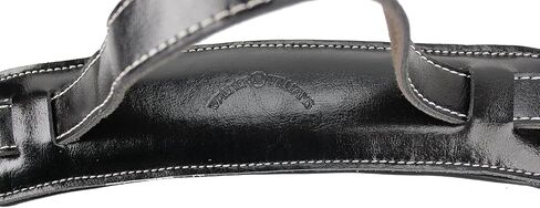 Walker & Williams C-19 Classic Black Vintage Style Rockabilly Guitar Strap Premium Signature Soft Grain Leather Extra Long For Acoustic, Electric, And Bass Guitars in Saudi Arabia