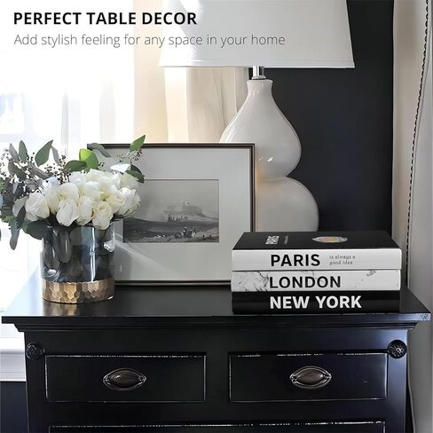Set of 3 Hardcover Modern Decorative Books,3Pcs Decorative Books for Home Decor,Fashion Design Decor Book Set for Bookshelf/Coffee Table(Paris/London/New York) in Kuwait