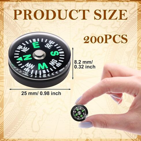200 Pcs 25 mm/0.98 Inch Mini Compass Bulk Button Compass for Kids Small Pocket Compass Lightweight Oil Filled Compass Survival Compass for Hiking Camping Boating Backpacking Outdoor Activities in Saudi Arabia