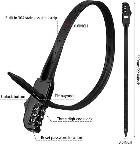Qunclay Zip Tie Bike Lock Combination Cabinet Refrigerator Locks Bicycle Cable Combo Lock Multi Purpose Security Rack Lock Motorcycle Helmet Lock for Ski French Door Outdoor in Saudi Arabia