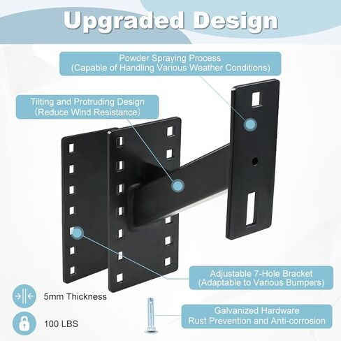 Spare Tire Carrier with Lock Spare Tire Mount for Trailer Heavy Duty Holder Fits 4/5/6 Lugs Trailer Wheels on 4", 4.5", 4.75", 5", 5.5" or 6" Bolt Patterns, Holds up to 100 LBS (Black) in Saudi Arabia