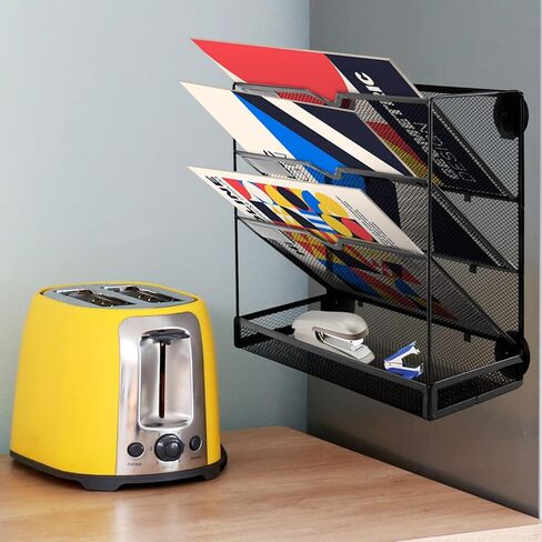 حامل ملفات مغناطيسي من 3 طبقات لخزائن الملفات، منظم حائط معدني شبكي عمودي مع صينية، يحمل ما يصل إلى 14.3 رطل، حامل صناديق حائط للوثائق الورقية المغناطيسية القوية للغاية للمنزل المكتبي in Kuwait