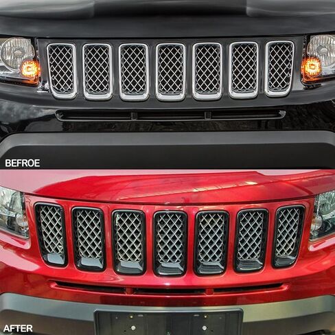 Black Grille Inserts Clip-on Grill Cover Trim Ring Kit Compatible with 2011-2016 Jeep Compass Replace 68109865AA in Saudi Arabia