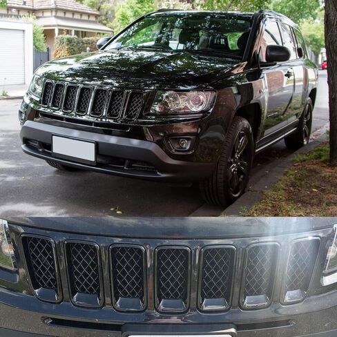 Black Grille Inserts Clip-on Grill Cover Trim Ring Kit Compatible with 2011-2016 Jeep Compass Replace 68109865AA in Saudi Arabia