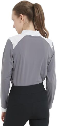 HR -Farm قمصان طويلة الأكمام للسيدات للحماية من الشمس 1/4 بسحاب لركوب الخيل، قمصان للنساء ذات ملمس الجليد الفروسية in Kuwait