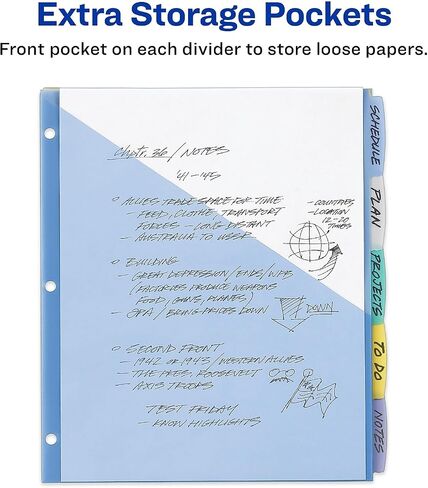 Avery 16176 Write-On Divders W/Pocket, 5-Tab, 11-Inch X8-1/2-Inch, Multi in Saudi Arabia