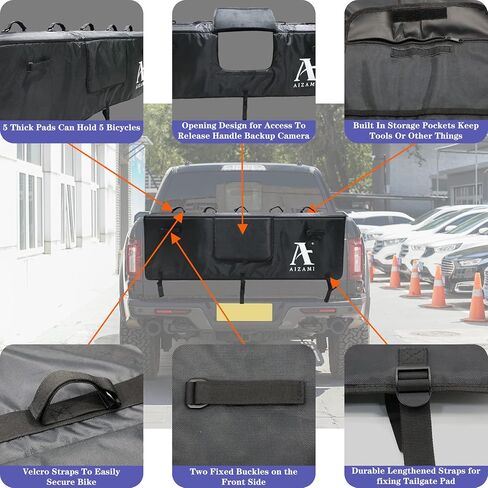Bike Tailgate Pad Trucks Tailgate Protection Pad with 2 Tool Pockets Bike Pad for Mountain Bikes Tailgate Cover for Most Truck Tailgate Carriers Space for 5 Bikes in Kuwait
