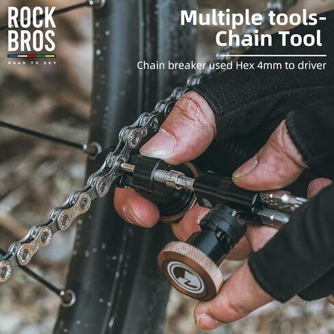 مجموعة أدوات إصلاح الدراجة متعددة الأدوات من ROCKBROS، تتضمن أداة سلسلة، Torx T25 Hex 3/4/5 مم مجموعة مفاتيح ألين ملحقات الدراجة مجموعة أدوات الجيب للدراجات على الطرق/الجبال in Saudi Arabia