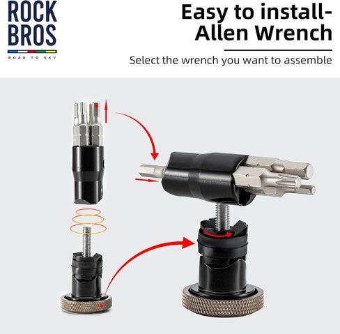 مجموعة أدوات إصلاح الدراجة متعددة الأدوات من ROCKBROS، تتضمن أداة سلسلة، Torx T25 Hex 3/4/5 مم مجموعة مفاتيح ألين ملحقات الدراجة مجموعة أدوات الجيب للدراجات على الطرق/الجبال in Saudi Arabia