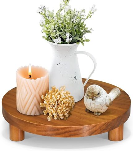 صينية خشبية للديكور، صينية خشبية مزخرفة بقاعدة للعرض، لوحة عرض ريفية، حامل كعك دائري، صينية مضادة للمطبخ، طاولة القهوة، حامل صابون الحمام in Kuwait