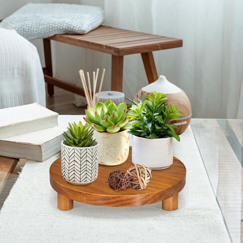 صينية خشبية للديكور، صينية خشبية مزخرفة بقاعدة للعرض، لوحة عرض ريفية، حامل كعك دائري، صينية مضادة للمطبخ، طاولة القهوة، حامل صابون الحمام in Kuwait