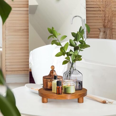 صينية خشبية للديكور، صينية خشبية مزخرفة بقاعدة للعرض، لوحة عرض ريفية، حامل كعك دائري، صينية مضادة للمطبخ، طاولة القهوة، حامل صابون الحمام in Kuwait