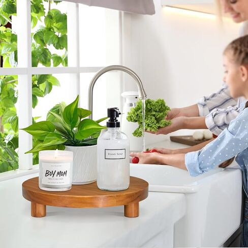 صينية خشبية للديكور، صينية خشبية مزخرفة بقاعدة للعرض، لوحة عرض ريفية، حامل كعك دائري، صينية مضادة للمطبخ، طاولة القهوة، حامل صابون الحمام in Kuwait