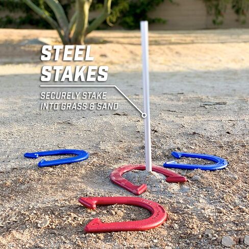 مجموعة ألعاب GoSports Steel Horseshoes - تتضمن 4 حدوات حصان و2 أوتاد وحقيبة حمل in Saudi Arabia