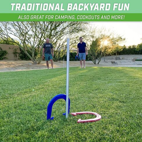 مجموعة ألعاب GoSports Steel Horseshoes - تتضمن 4 حدوات حصان و2 أوتاد وحقيبة حمل in Saudi Arabia