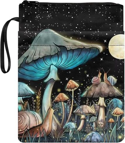 Blue Mushroom Moon Book Cover Protector for Book Lovers Exquisite Book Dust Jacket Covers with Perfect Protection Reusable Book Covers for Hardcover Paperback Nice Gifts, 1 in Saudi Arabia