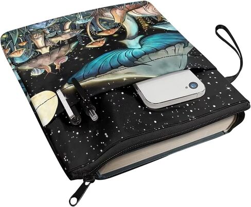 Blue Mushroom Moon Book Cover Protector for Book Lovers Exquisite Book Dust Jacket Covers with Perfect Protection Reusable Book Covers for Hardcover Paperback Nice Gifts, 1 in Saudi Arabia