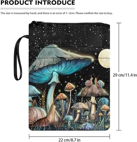 Blue Mushroom Moon Book Cover Protector for Book Lovers Exquisite Book Dust Jacket Covers with Perfect Protection Reusable Book Covers for Hardcover Paperback Nice Gifts, 1 in Saudi Arabia