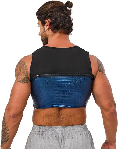 Men's Sauna Sweat Vest Compression Tank Top Waist Trainer Suit Slimming Workout Body Shaper Shirt Zipper in Saudi Arabia