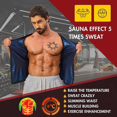 Men's Sauna Sweat Vest Compression Tank Top Waist Trainer Suit Slimming Workout Body Shaper Shirt Zipper in Saudi Arabia