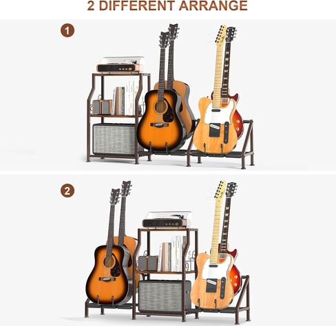 Coonoor Multi Guitar Stands Floor with 4 Guitar Holders, Electric Guitar Storage Rack for Bass, Amp Accessories, Guitar Holder Display for Home Studio, Retro Brown in Saudi Arabia