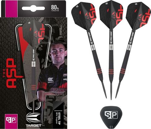 مجموعة سهام الهدف Nathan Aspinall The Asp Black 80% Tungsten Swiss Point Steel Tip Darts in Kuwait