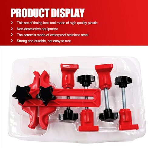Pack-9 Car Dual Camshaft Clamp, Cam Locking Tool Kit, Automotive Work Protection Accessories, Universal for Most Cars, Trucks and Vans (Red) in Saudi Arabia