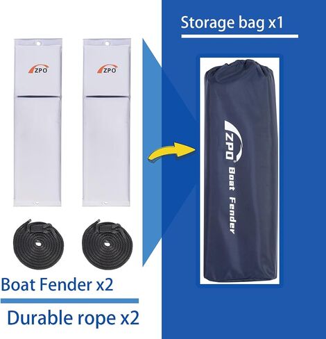 Boat Fender, Boat Bumpers for Docking, 2 Pack Boat Fenders with 2 Durable Ropes for Jet Ski, 24 x 6 x 2.5 inch in Saudi Arabia