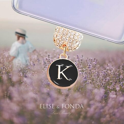 ELISE & FONDA TP61 Type-C منفذ شحن USB كريستال مضاد للغبار قابس صغير على شكل حرف K سحر الهاتف الخليوي لهواتف Samsung/Huawei/OnePlus/Xiaomi/oppo هواتف Android الجديدة (أسود) in Saudi Arabia