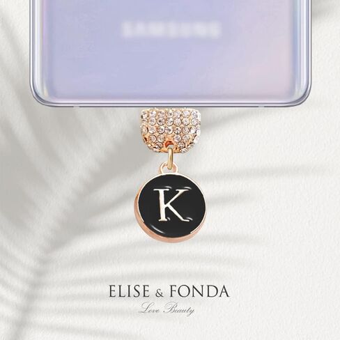 ELISE & FONDA TP61 Type-C منفذ شحن USB كريستال مضاد للغبار قابس صغير على شكل حرف K سحر الهاتف الخليوي لهواتف Samsung/Huawei/OnePlus/Xiaomi/oppo هواتف Android الجديدة (أسود) in Saudi Arabia