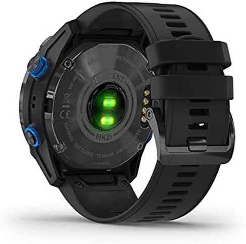 كمبيوتر الغوص Garmin Descent Mk2i على شكل ساعة (تيتانيوم مع حزام أسود) مع حزمة الطاقة Wearable4U in Saudi Arabia