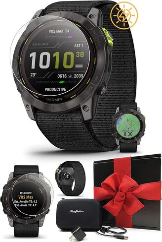 Garmin Enduro 2 Ultraperformance GPS Watch | Gift Box Bundle Screen Protectors, Wall Adapter, & Hard Case | Endurance Smartwatch with Long-Lasting Battery Life, Solar Charging, & Maps in Saudi Arabia