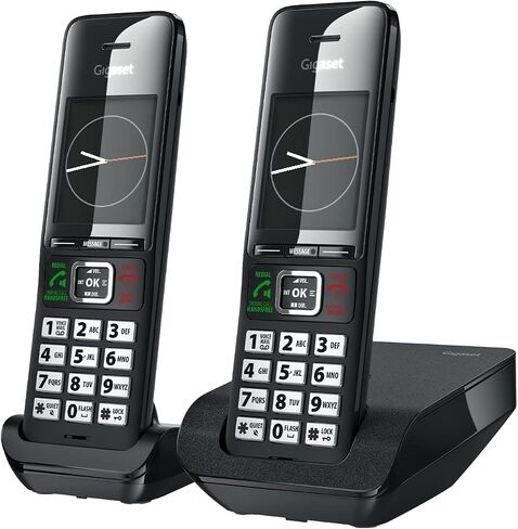 جيجاست كومفورت 552 ديو - 2 هاتف لاسلكي - صنع في ألمانيا - تصميم أنيق - وضع حر اليدين - حماية مريحة للمكالمات - دليل الهاتف لـ 200 مدخل، تيتانيوم-أسود in Kuwait