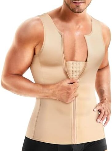 Wonderience Men Shapewear Slimming Body Shaper Compression Shirt Tank top with Zipper Underwear For tummy control in Kuwait