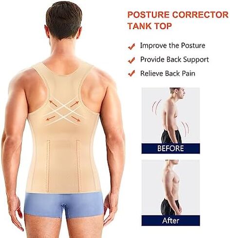 Wonderience Men Shapewear Slimming Body Shaper Compression Shirt Tank top with Zipper Underwear For tummy control in Kuwait