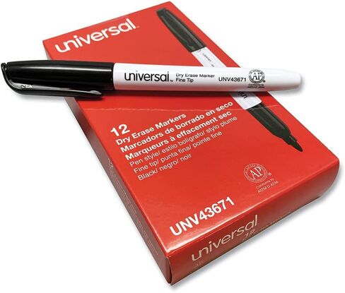 Universal UNV43671 Fine Bullet Tip Pen Style Dry Erase Marker - Black (1-Dozen) in Saudi Arabia