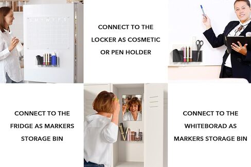 حامل أقلام التحديد الجاف المغناطيسي من الأكريليك، منظم حامل أكواب القلم المغناطيسي للسبورة البيضاء والثلاجة والخزانة - شفاف in Kuwait