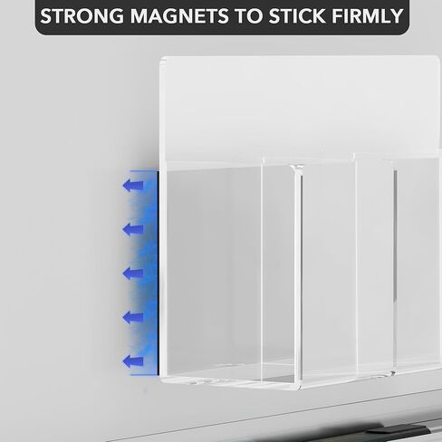 حامل أقلام التحديد الجاف المغناطيسي من الأكريليك، منظم حامل أكواب القلم المغناطيسي للسبورة البيضاء والثلاجة والخزانة - شفاف in Kuwait